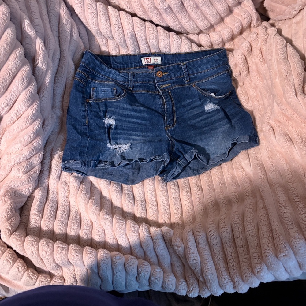 LEI Distressed Blue Jean Shorts for Women